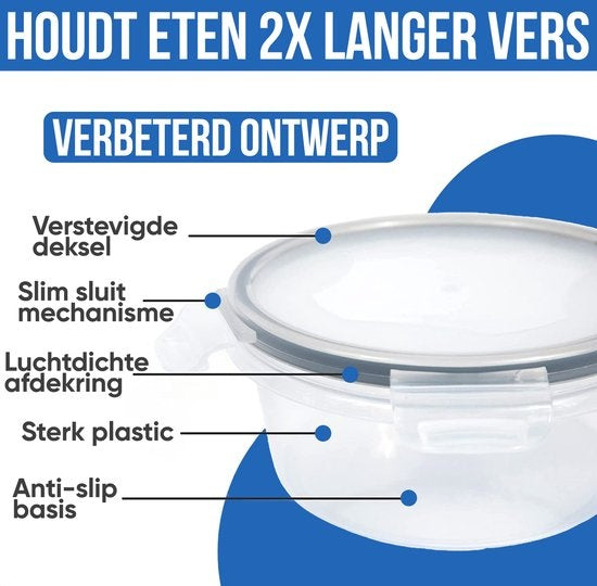 Récipients de conservation Strex - avec couvercle - plastique - Ensemble de 18 pièces - Transparent
