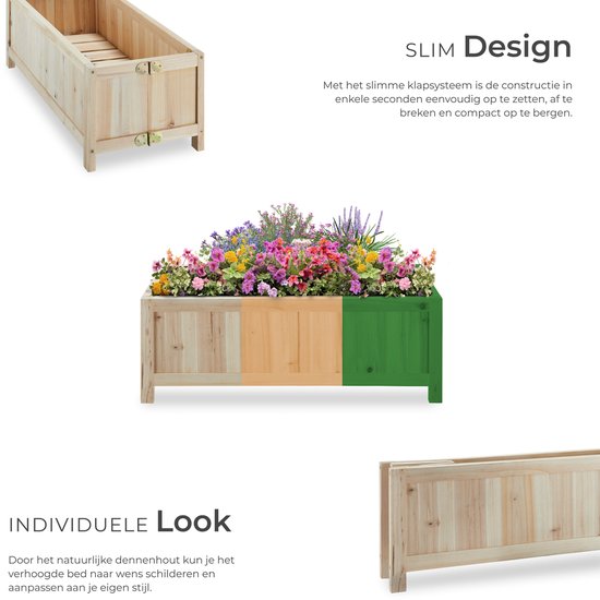 tectake® Jardinière surélevée Blomster - Jardinières d'extérieur rectangulaires - feuille incluse - Jardinière en bois pliable - stable et résistante aux intempéries - 70 x 30 x 25 cm - Lit de jardin pour herbes, légumes et fleurs - Anthracite