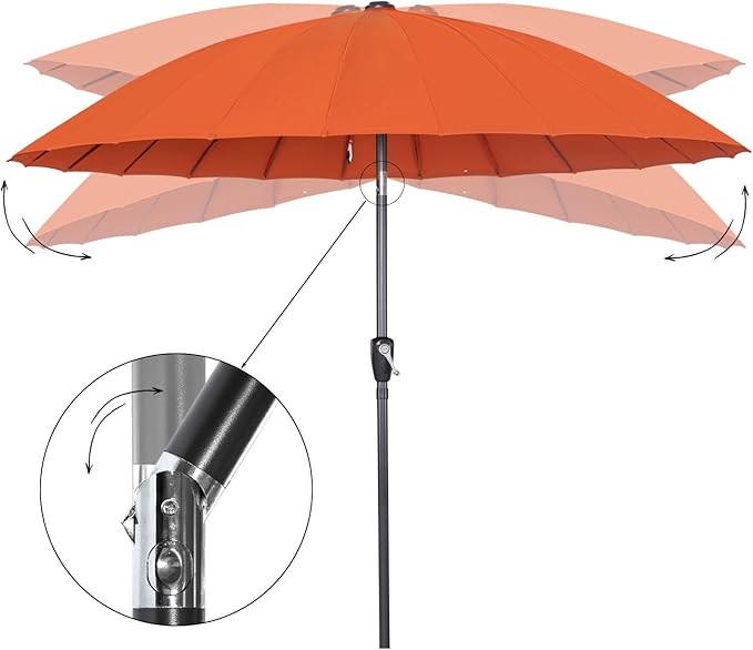 Angel Living 250 cm Parasol Shanghai - avec manivelle - mât de 38 mm