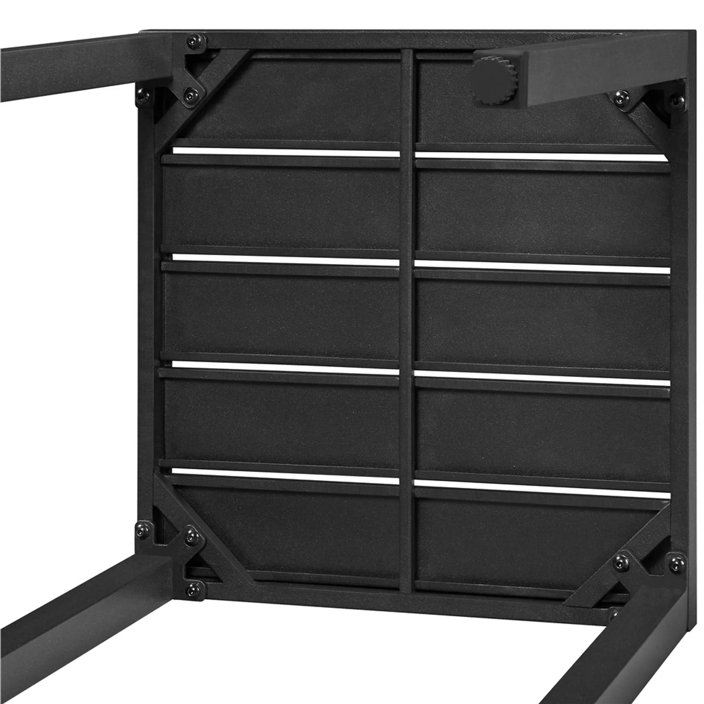 Yaheetech Table d'appoint carrée pour l'extérieur - équipée d'un plateau à lamelles, d'un revêtement en poudre électrophorétique et d'une barre de support - pour le jardin, le balcon et la terrasse - métal noir - 45 x 45 x 45,5 cm
