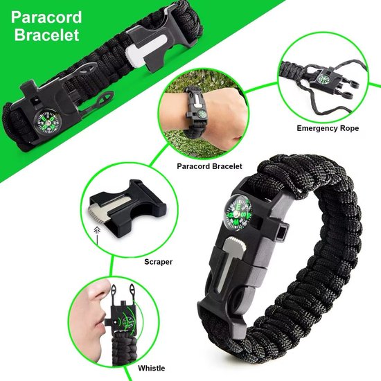 Kit d'urgence Garpex® - Kit de survie - Kit de survie complet - Kit de camping - Kit de plein air - Trousse de premiers secours