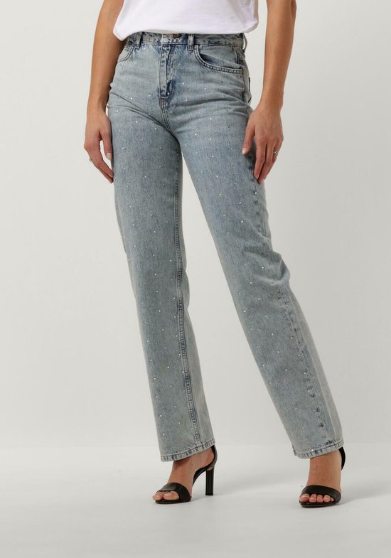 Pantalon en jean droit à taille moyenne Colourful Rebel Jones Rhinestone - S
