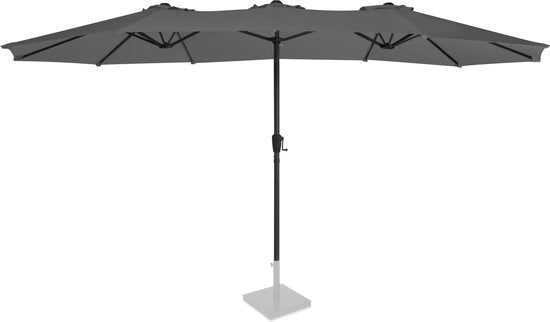 VONROC Premium Parasol Iseo - 460x270cm - Parasol double - Durable - Toile résistante aux UV - Gris - Housse de protection incluse