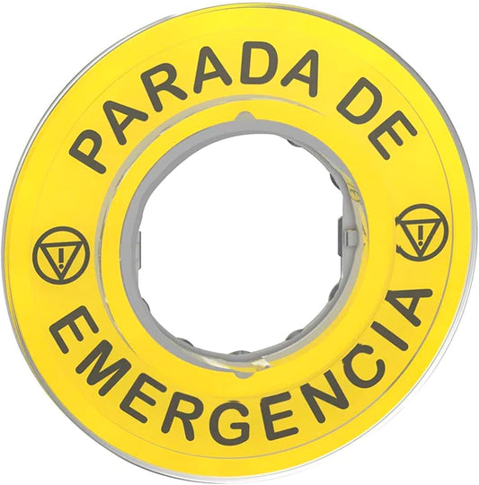 Schneider Electric Legend Plate 3D Marked Ø60mm Yellow - Pour bouton coup de poing d'arrêt d'urgence, lot de 10