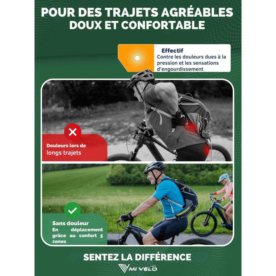 Selle de vélo - MIVELO Comfort Pro - Ergonomique - Mousse à mémoire de forme - Imperméable - 28 x 14 cm - Noir