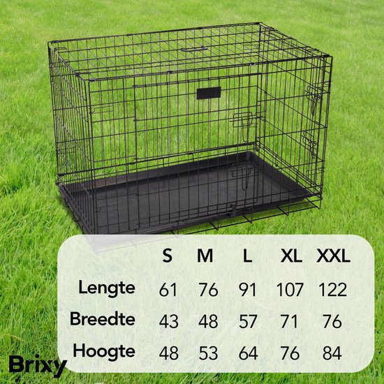 Brixy Dog Bench - Banc pour chiens - Taille L - Pliable - 91 x 58 x 65 CM - 2 Portes - Noir
