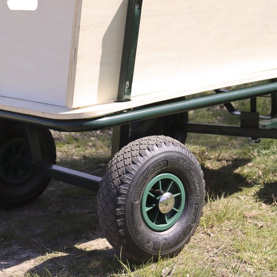 Sunny Billy Beach Wagon Chariot Vert - Bois brut - Chariot avec pneus - 94x61x97cm