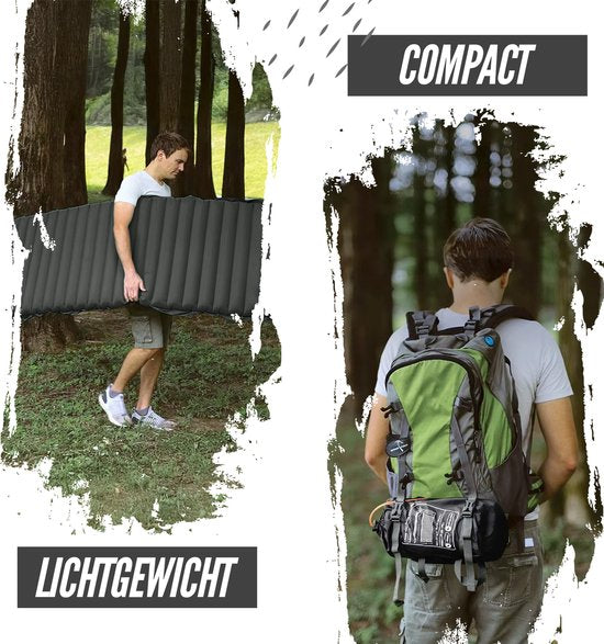Ever Trex Sleeping Mat Comfort - 193x70x10cm - Pompe intégrée - 1 personne - Matelas de camping - autogonflant - Noir