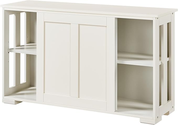 Yaheetech Sideboard - With Sliding Doors - Storage Cabinet - Sideboard - Adjustable Shelf - white