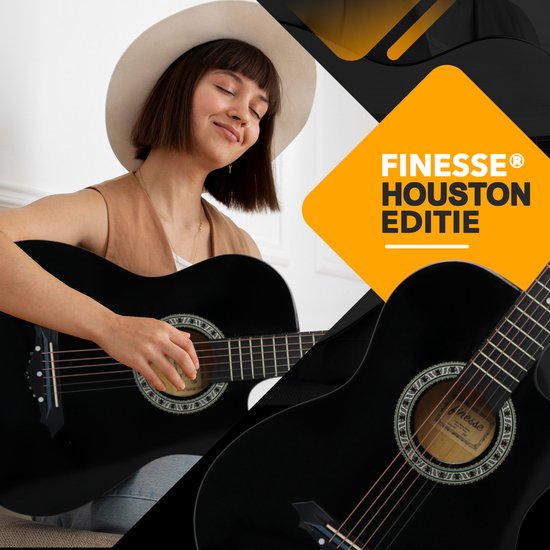 Finesse Acoustic Guitar - avec cours vidéo - Guitare occidentale - Guitare enfant et adulte - Noir