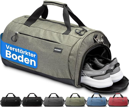 Herowerk Sac de sport avec compartiment à chaussures et compartiment humide - sac d'entraînement pour femmes et hommes - 48x26x25 cm - 30L - Vert