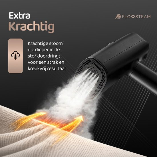 FLOWSTEAM® Vacuum Edition : défroisseur à vapeur - Défroisseur à main avec fonction d'aspiration - Défroisseur de voyage - 2100 W - Noir mat