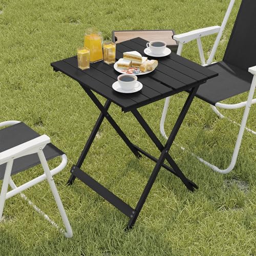Table de camping pliable Woltu Aluminium Noir 50,5 x 47 x 59,5 cm
