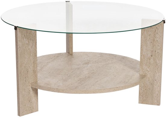 Asir - Table basse - Travertin et transparent