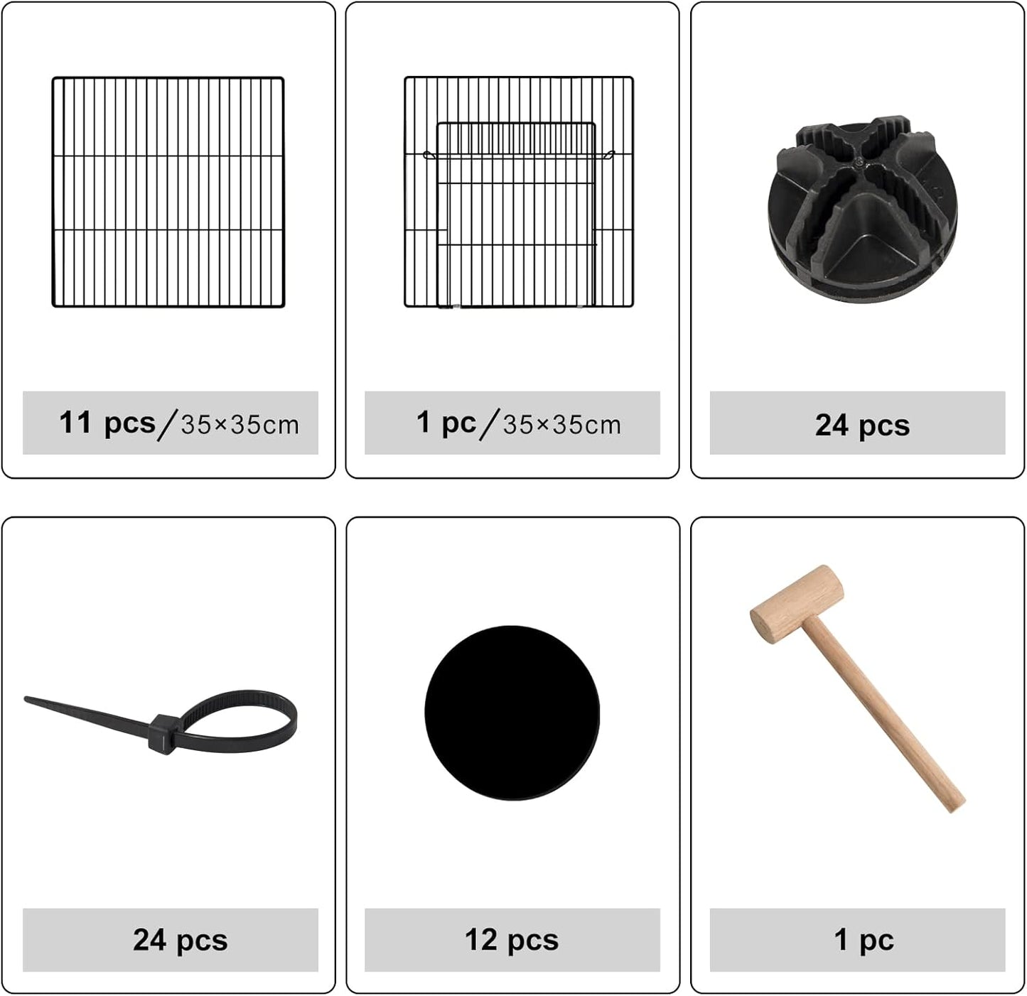 Eugad Puppy Run & Rodent Run - Parc de jeu pliable 142x72x36 cm - Noir - 12 Panneaux
