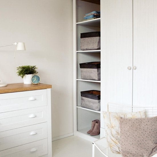 LifeGoods Panier de rangement - 3 pièces - Organiseur de placard - 20 L - Textile - Gris