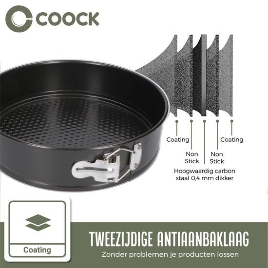 COOCK 4-Piece Round Springform Set - Baking Tray Round - Cake Pan - Baking Tray with Non-Stick Coating - Sizes 12 to 28cm - Including Dough Scraper
