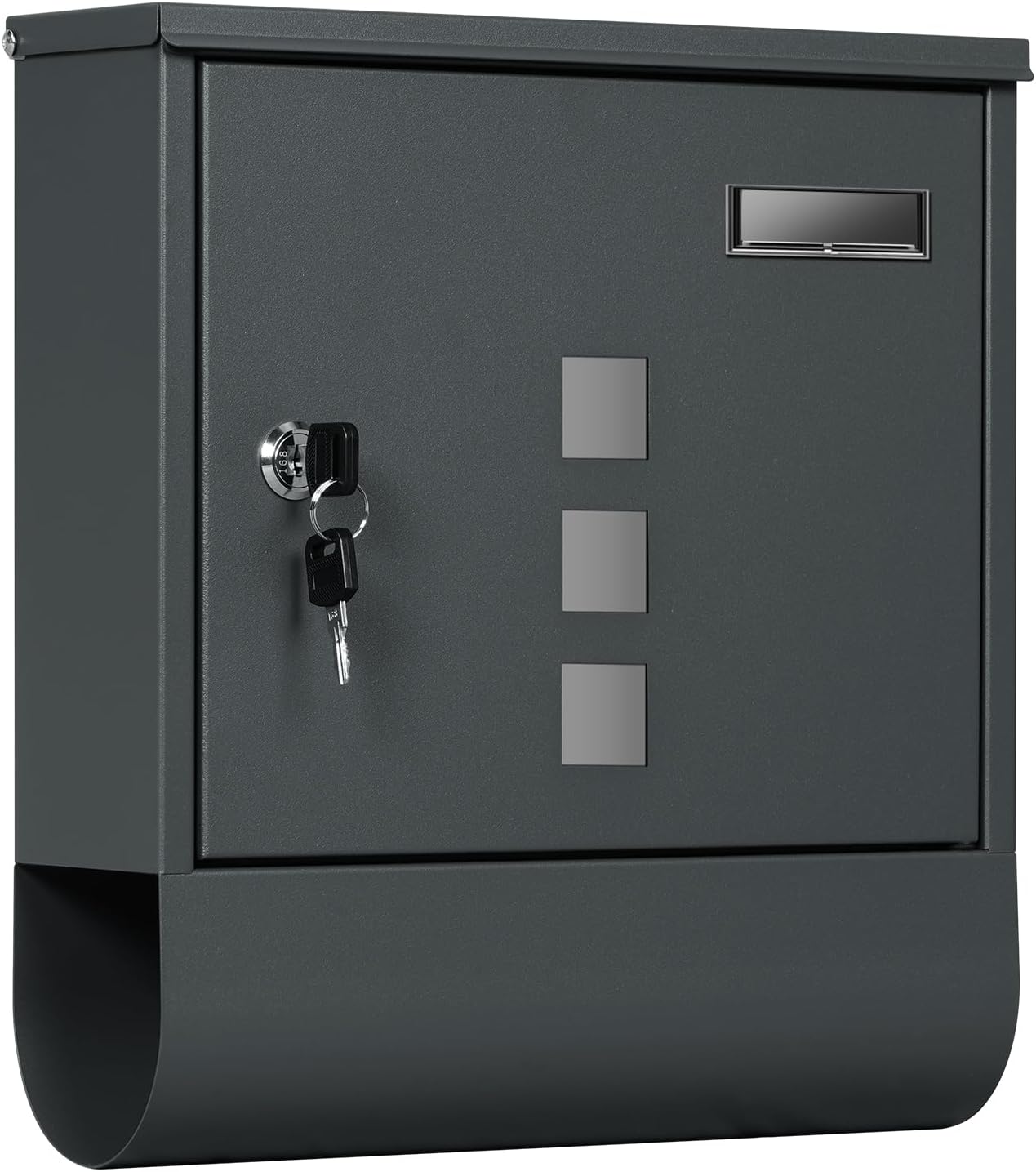 Boîte aux lettres Woltu avec boîte à journaux - Anthracite - 30,5 x 33,5 x 10 cm - Verrouillable avec fenêtre de visualisation et plaque signalétique