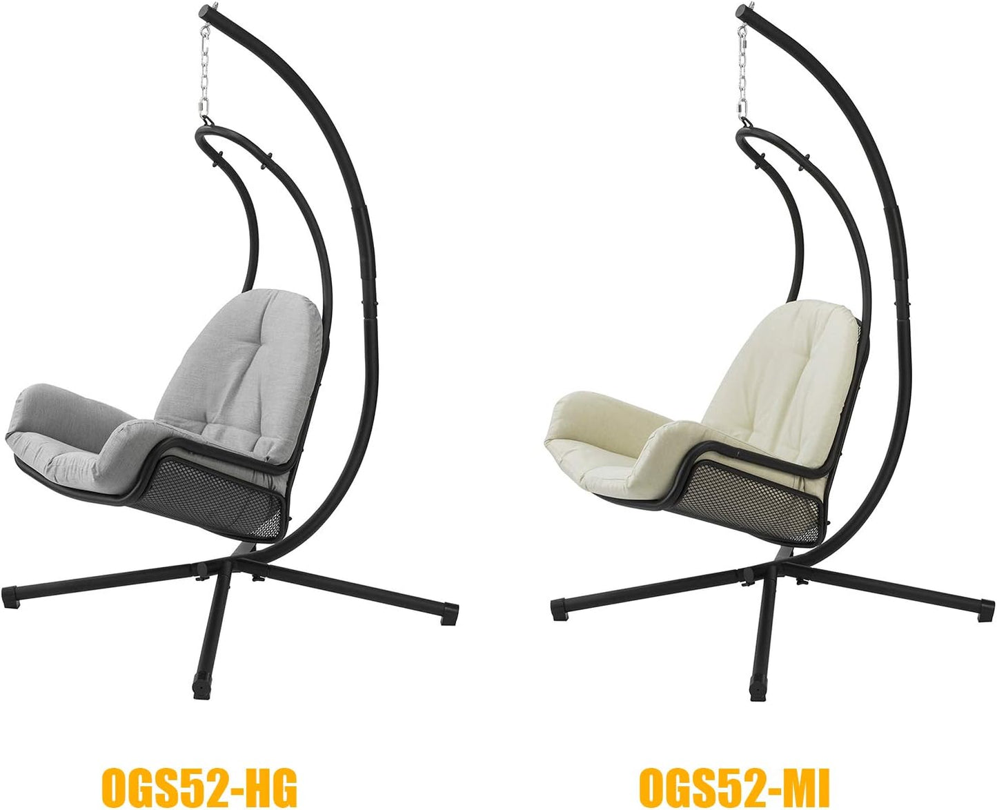 SoBuy Chaise suspendue avec cadre - Max. 150 kg - 103 x 125 x 190 cm - Gris