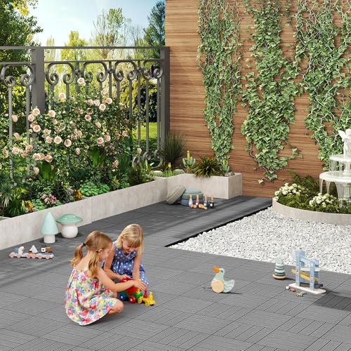 Dalles de terrasse extérieure Woltu 22 pièces Gris clair 30 x 30 cm