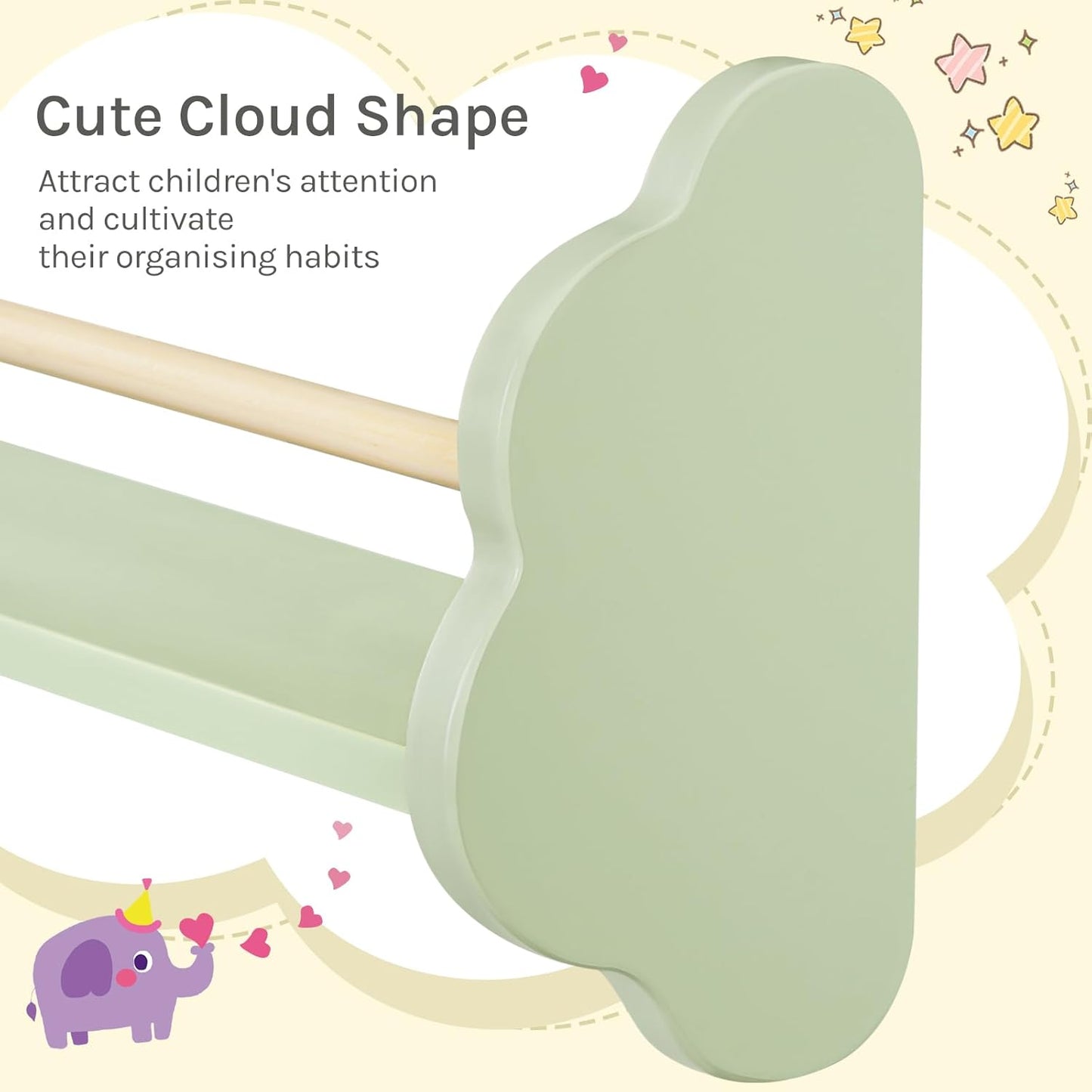 Woltu Bibliothèque murale pour enfants 3 pièces - Forme de nuage - 65 x 23 x 12,7 cm - Pin & MDF - Set d'étagères murales modernes