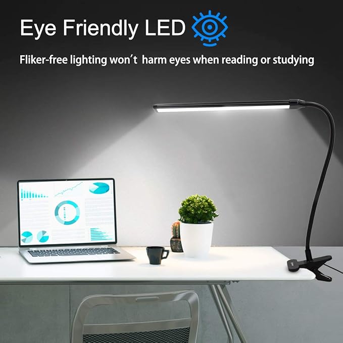Cesunlight Lampe de bureau - LED - Dimmable - USB - Contrôle tactile - Noir