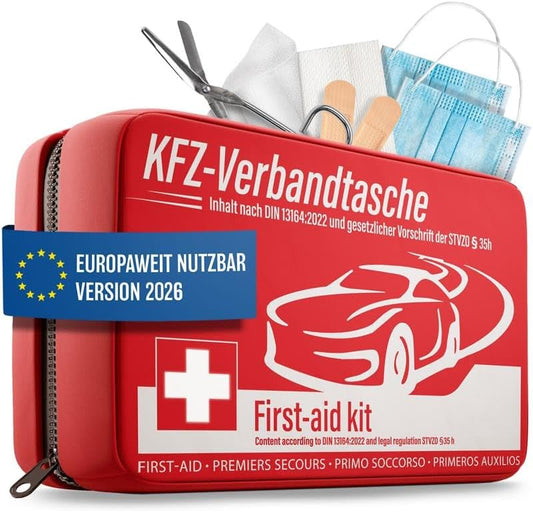 Trousse de secours Hero pour voiture - Valable en Europe - Trousse de secours selon la norme actuelle 2026