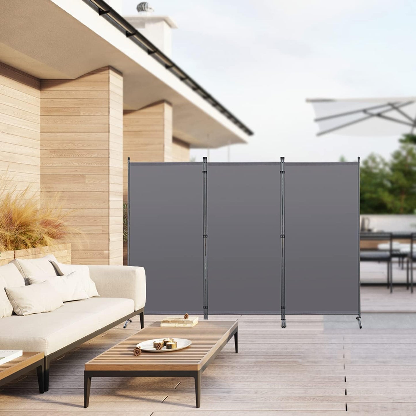 Angel Living Paravent - 3 Panneaux - 243 x 170 cm - Gris