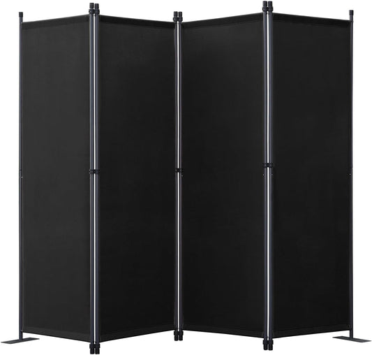 Angel Living Paravent de chambre - 4 pièces - 224x165 cm - Pliable - Acier et polyester - Séparation de pièces et intimité - Noir