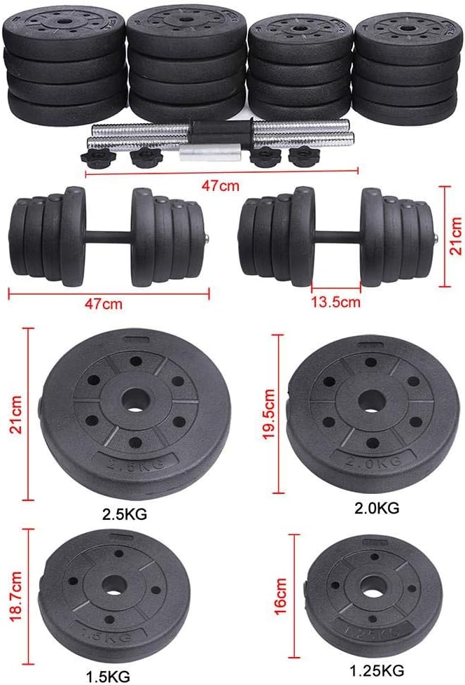 Yaheetech Lot de 2 haltères - 30 KG - Poignée antidérapante - Réglable - Noir