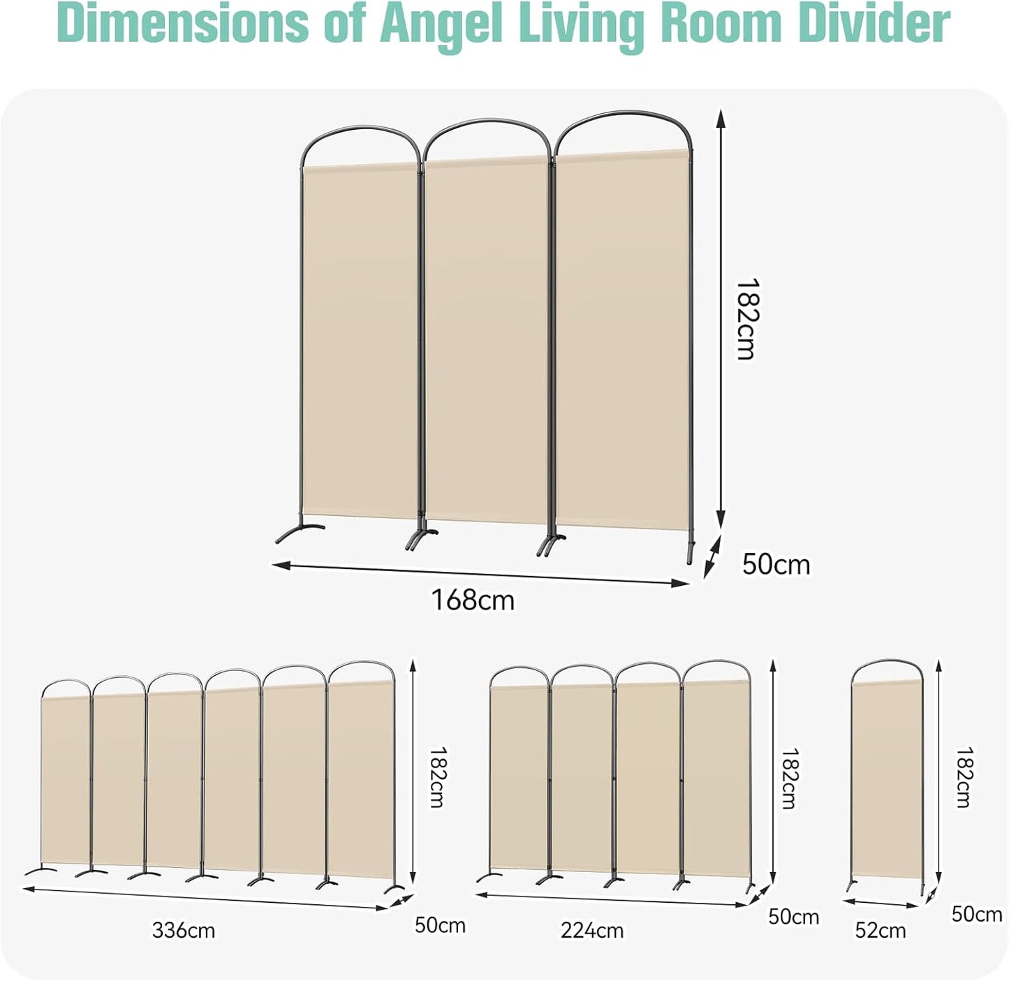 Angel Living Paravent - 3 Panneaux - 168 x 182 cm - Beige