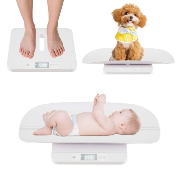 Coast Baby Scale Digital White - Pèse-bébé avec plateau de mesure amovible et affichage LED - 61 x 33 x 8 cm