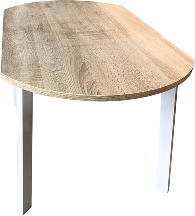 VVD Table basse - métal bois - 90 x 50 cm - blanc brun clair