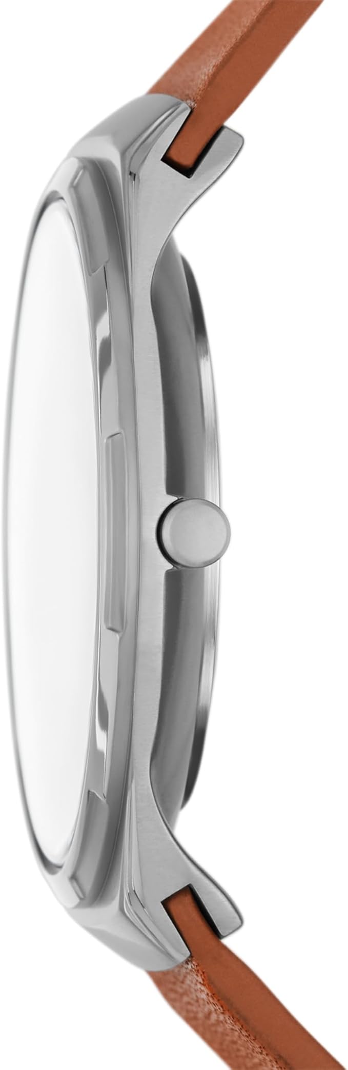 Skagen Melbye Titanium 40 mm - Boîtier gris en titane - Cadran bleu - Bracelet en cuir marron