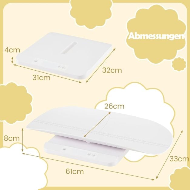 Coast Baby Scale Digital White - Pèse-bébé avec plateau de mesure amovible et affichage LED - 61 x 33 x 8 cm