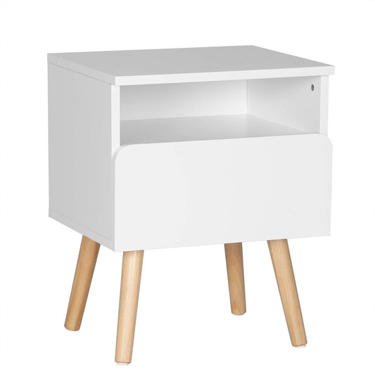 Woltu Table de nuit avec 1 tiroir - MDF blanc - 40x33,5x50 cm