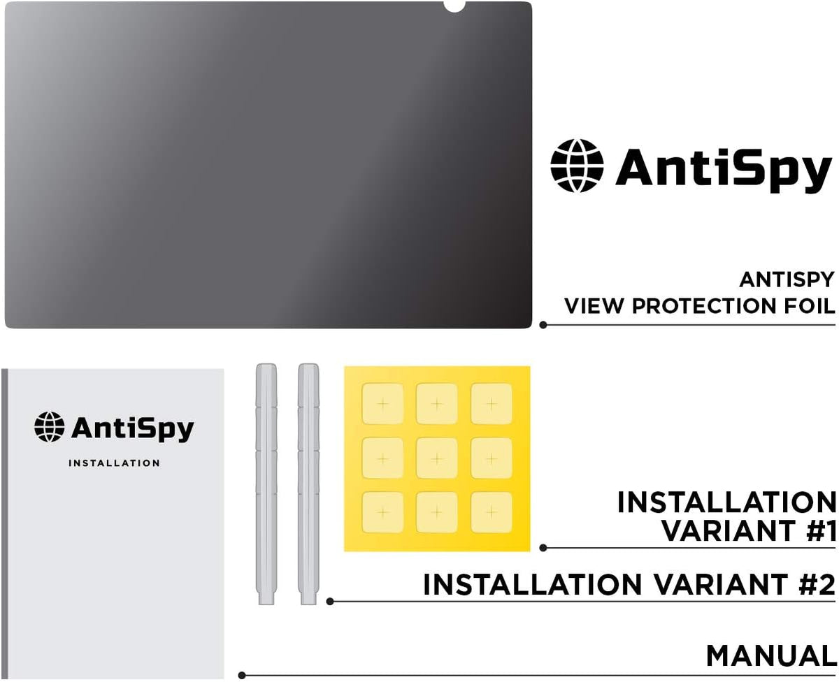 cobus AntiSpy privacy filter 15.6" (345×194 mm) - noir | film adhésif de protection de la vie privée pour ordinateur portable | réutilisable et robuste