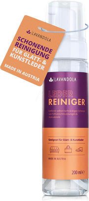 Lavandola Leather Cleaner 200 ml - mousse nettoyante douce et efficace - pour le cuir lisse et le similicuir - contre les salissures tenaces - convient pour les canapés et les fauteuils en cuir