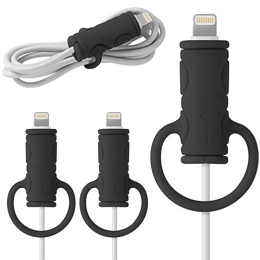 Bone Cable Protection, 3 pièces Silicone Cable Hose for Lightning iPhone Charging Cable