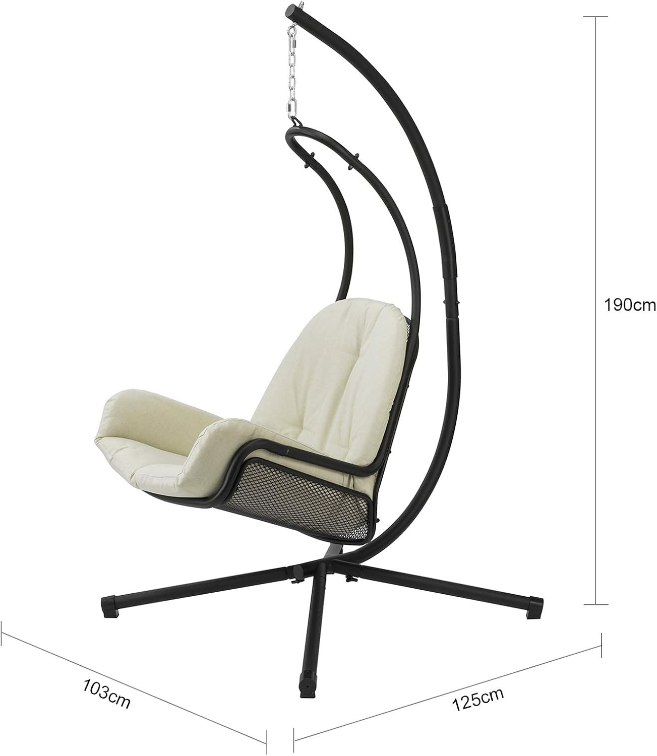 SoBuy Chaise suspendue avec cadre - Max. 150 kg - 103 x 125 x 190 cm - Crème