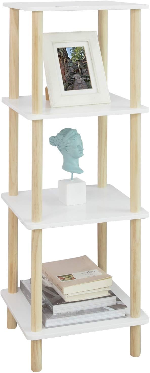 SoBuy Armoire de rangement - Naturel - Max. 10 kg par étagère - 36 x 36 x 106 cm - Blanc