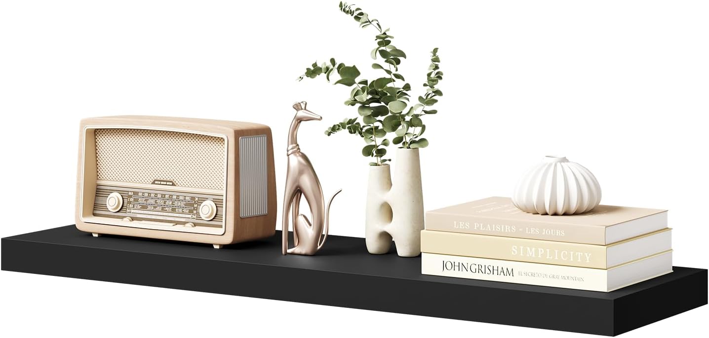 Etagère murale flottante Woltu - 80x22.9x3.8 cm - Noir - Support mural en MDF Moderne et peu encombrant