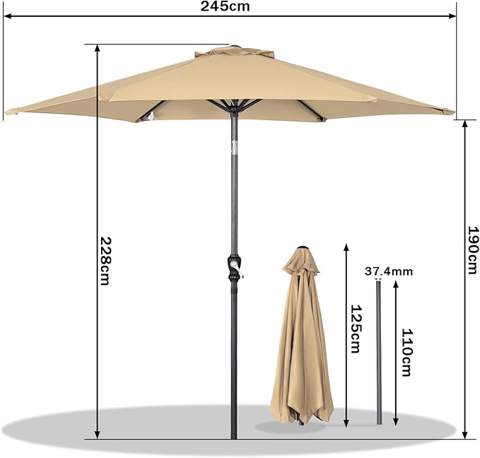 Angel Living Parasol Ø250 cm - Inclinable - Beige