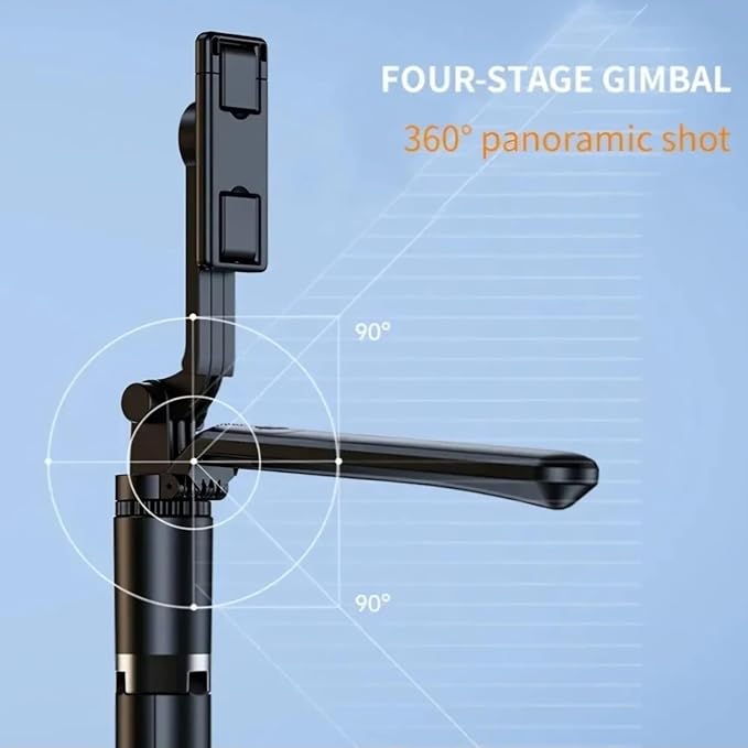 R16 Bâton de selfie extensible avec trépied - 157 cm - Télécommande Bluetooth - Rotation à 360° - Poignée d'équilibre - Pour Smartphone et GoPro