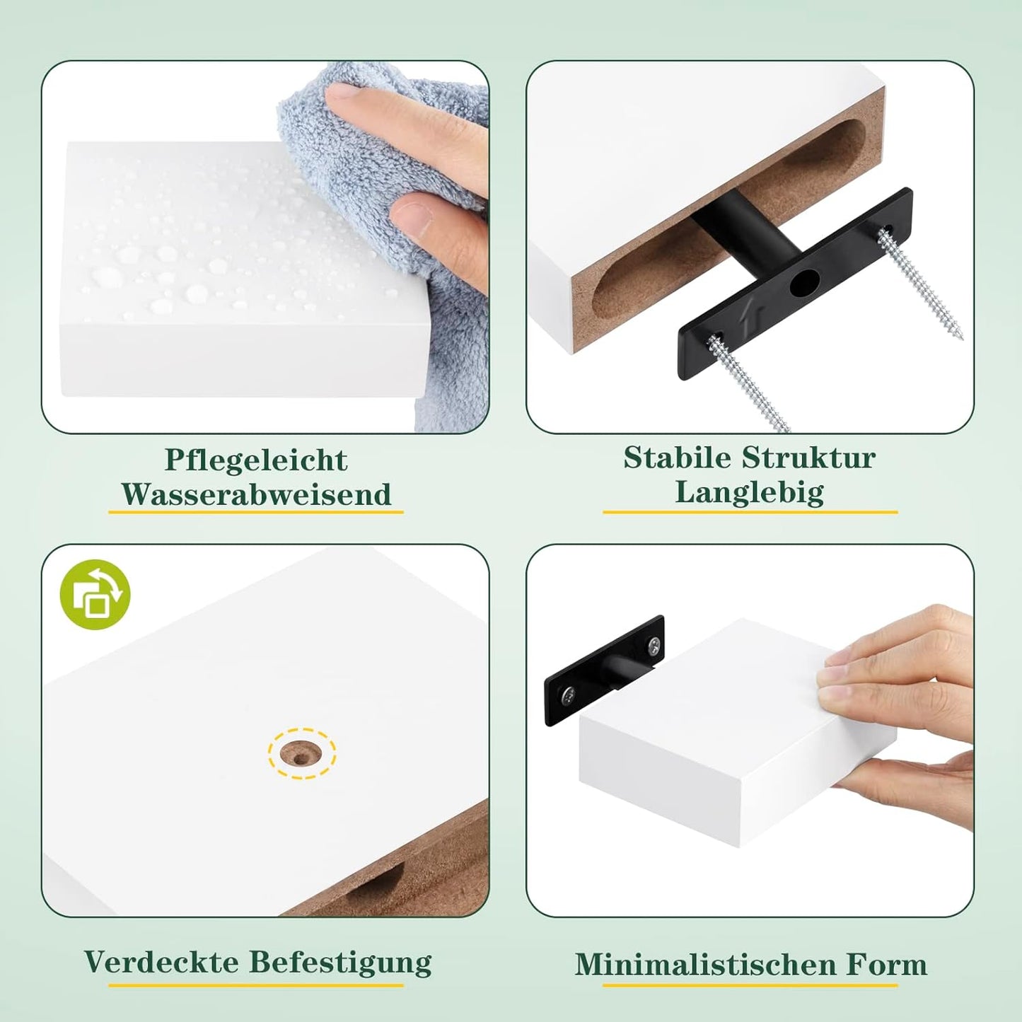 Woltu RG9498ws Étagère murale - Lot de 3 - Blanc - 10,5 x 7,8 x 3 cm - Étagères flottantes avec fixation cachée