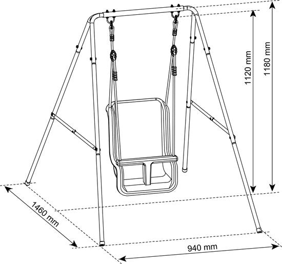 Balançoire pour bébé AXI en métal avec siège, anthracite/crème - Ensemble de balançoire autoportante pour l'intérieur et l'extérieur