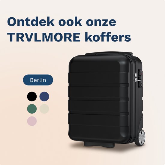 Valise cabine TRVLMORE - 40 x 30 x 20 cm - À placer sous le siège - 24 L - Serrure à combinaison - 4 roues - Blanc/Beige