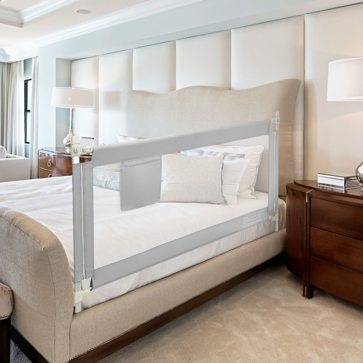 Coast Bed Rail Lockable 176.5 x 25 x 101.5 cm Grey - 24 hauteurs réglables et poche latérale