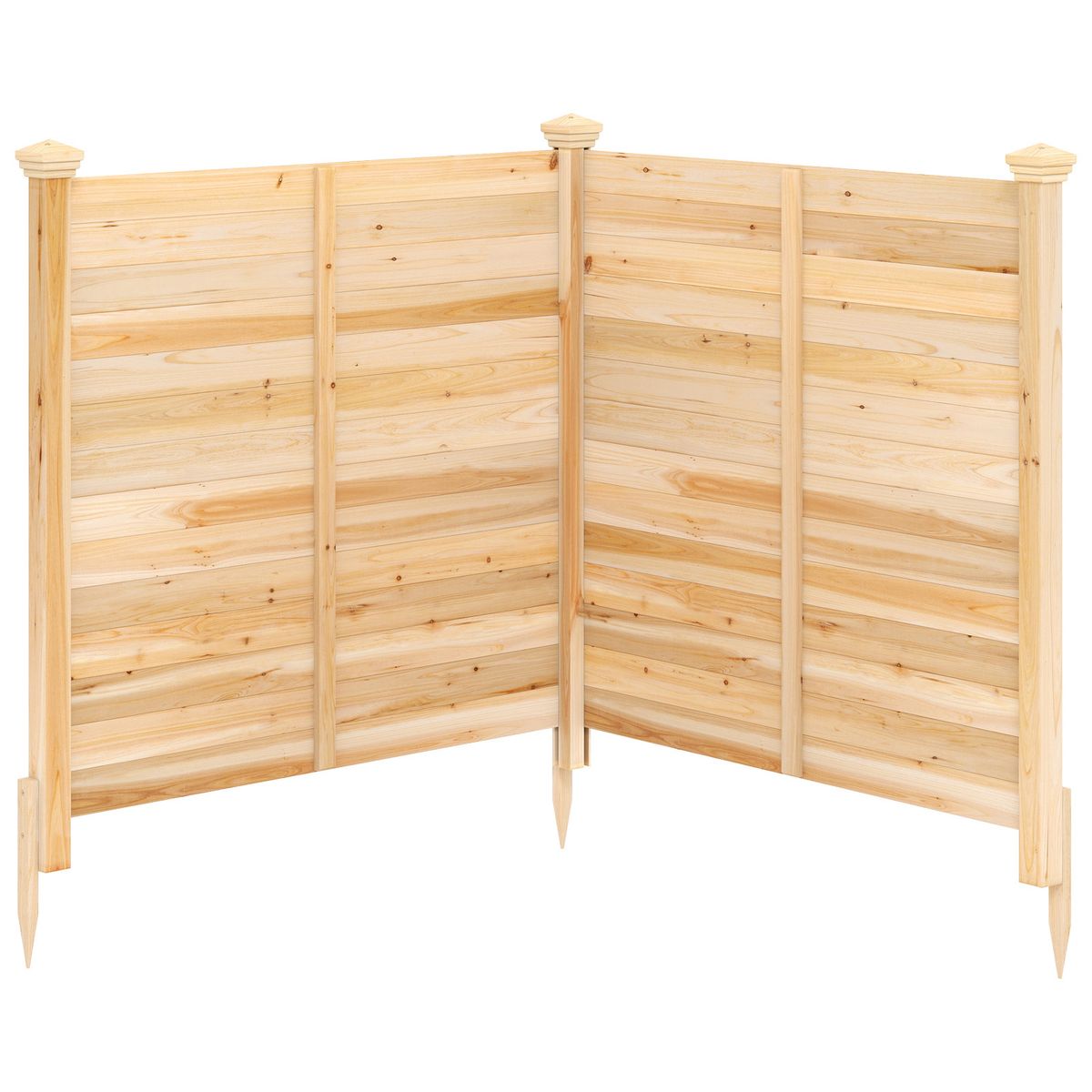 Clôture de jardin Coast en 2 parties - sans creusage - poteaux en bois robustes - couleur naturelle - 1 pièce