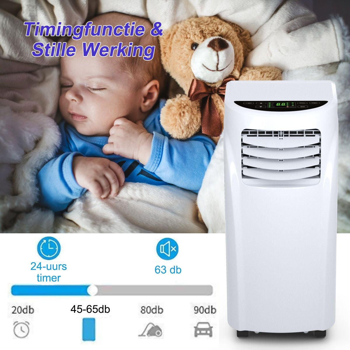 Coast - Climatiseur portable - 7000 BTU, 20 ㎡, télécommande - 32 x 36 x 62,5 cm - plastique - blanc